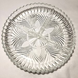 Vintage Indiana Glass round 3 part divided dish